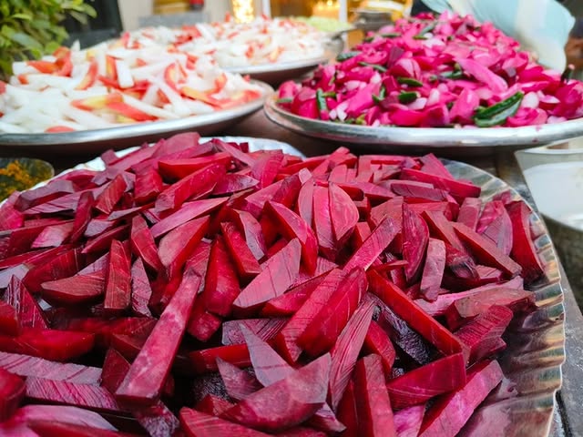 Fresh beetroot salad display